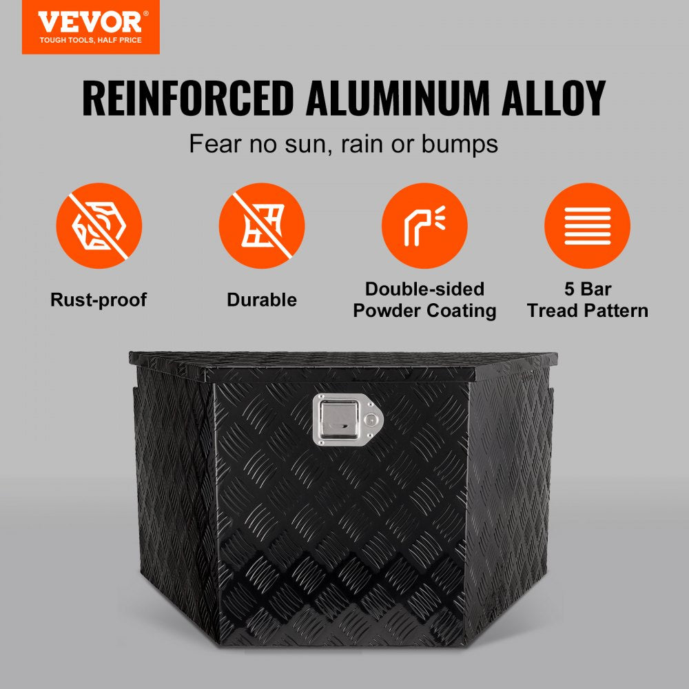 VEVOR Trailer Tongue Box, Aluminum Alloy Diamond Plate Tongue Box Tool Chest, Heavy Duty Trailer Box Storage with Lock