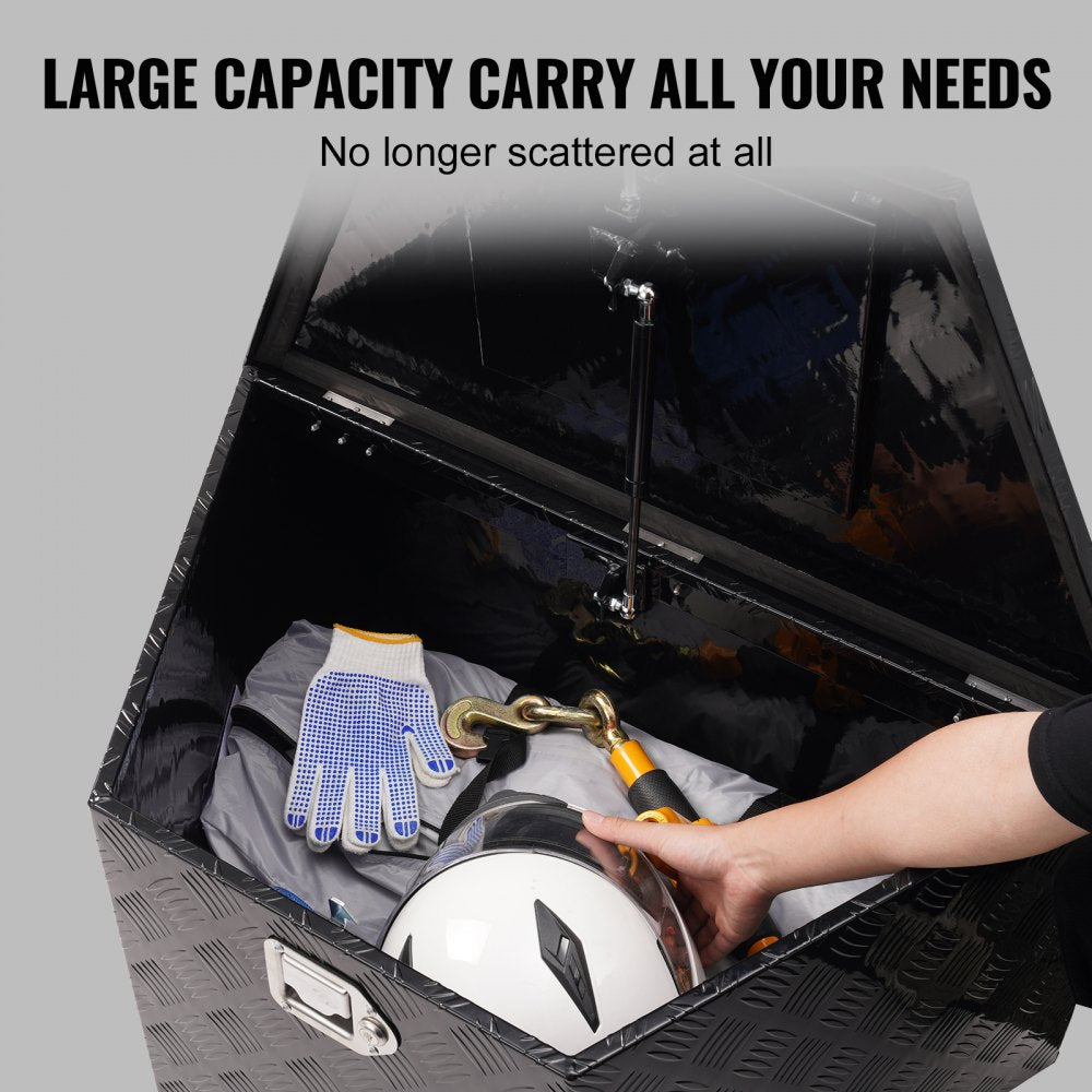 VEVOR Trailer Tongue Box, Aluminum Alloy Diamond Plate Tongue Box Tool Chest, Heavy Duty Trailer Box Storage with Lock