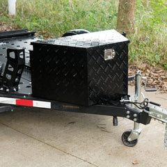 VEVOR Trailer Tongue Box, Aluminum Alloy Diamond Plate Tongue Box Tool Chest, Heavy Duty Trailer Box Storage with Lock