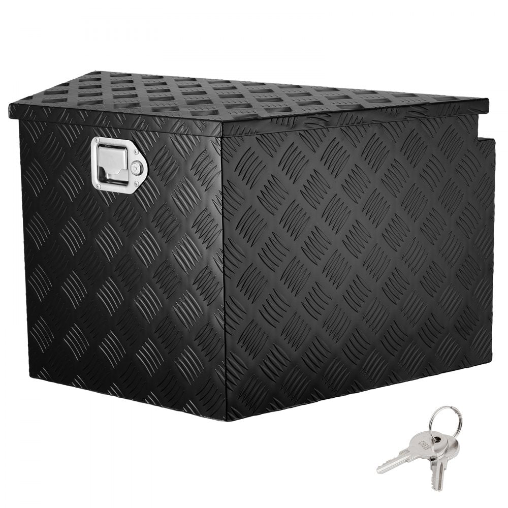 VEVOR Trailer Tongue Box, Aluminum Alloy Diamond Plate Tongue Box Tool Chest, Heavy Duty Trailer Box Storage with Lock