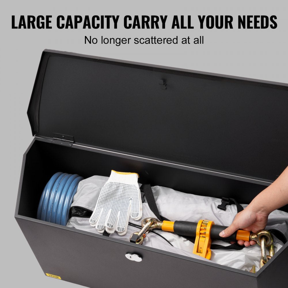 VEVOR Trailer Tongue Box, Carbon Steel Tongue Box Tool Chest, Heavy Duty Trailer Box Storage with Lock and Keys