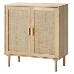VEVOR Rattan Cabinet, Rattan Storage Cabinet with 2 Magnetic Doors and Adjustable Shelves, Sideboard Buffet Cabinet for