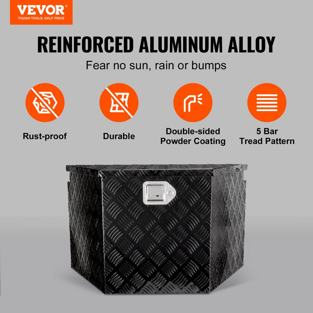 VEVOR Trailer Tongue Box, Aluminum Alloy Diamond Plate Tongue Box Tool Chest, Heavy Duty Trailer Box Storage with Lock