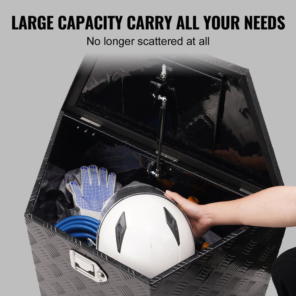 VEVOR Trailer Tongue Box, Aluminum Alloy Diamond Plate Tongue Box Tool Chest, Heavy Duty Trailer Box Storage with Lock