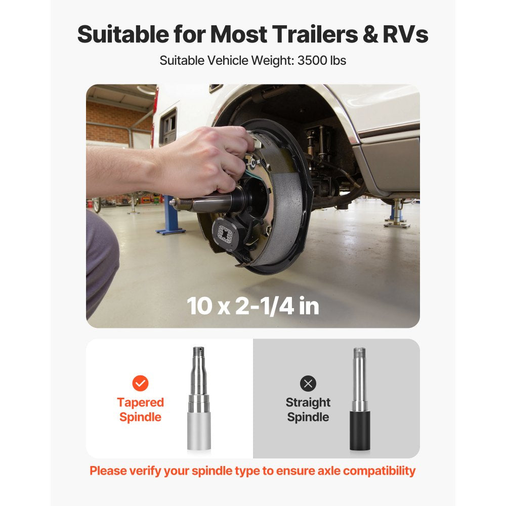 VEVOR Electric Trailer Brake Assembly, 10 x 2-1/4 Inch, 2 Pairs Self-Adjusting Electric Brakes Kit for 3500 lbs Trailer