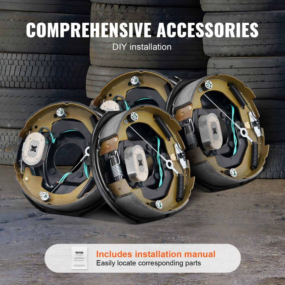 VEVOR Electric Trailer Brake Assembly, 10" x 2-1/4", 2 Pairs Self-Adjusting Electric Brakes Kit for 3500 lbs Axle