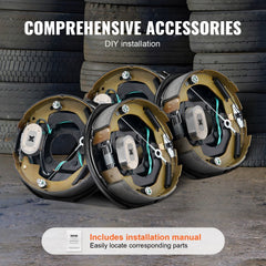 VEVOR Electric Trailer Brake Assembly, 10" x 2-1/4", 2 Pairs Self-Adjusting Electric Brakes Kit for 3500 lbs Axle