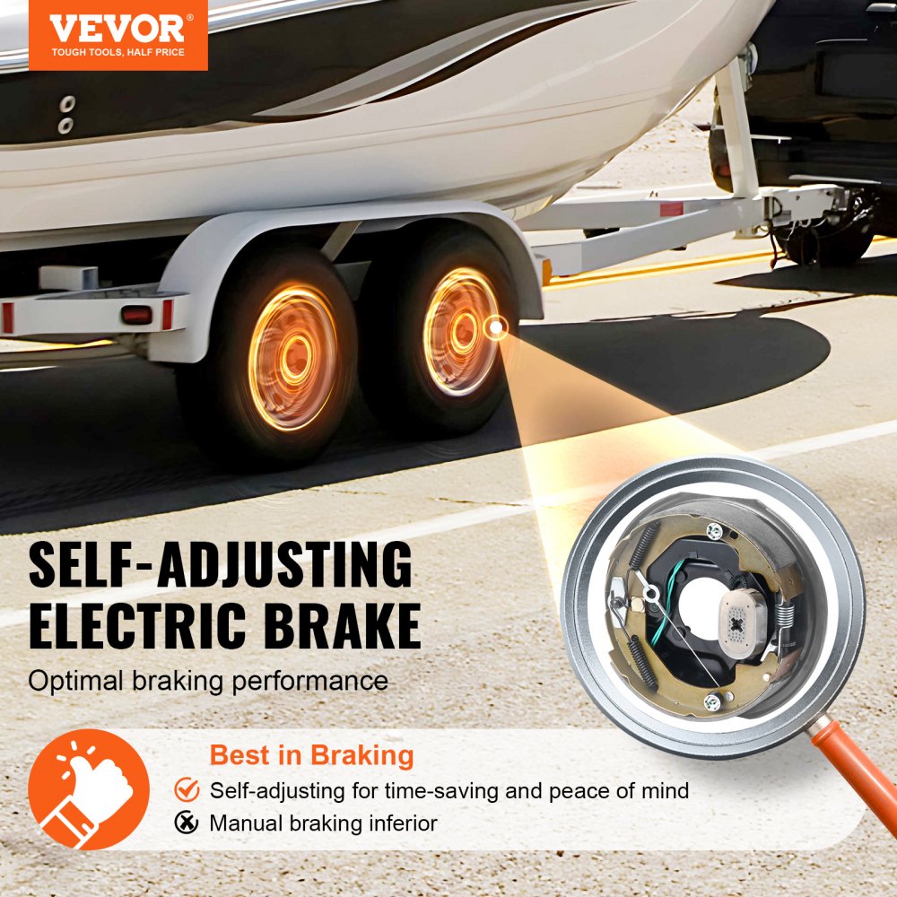 VEVOR Electric Trailer Brake Assembly, 10" x 2-1/4", 1 Pair Self-Adjusting Electric Brakes Kit for 3500 lbs Axle