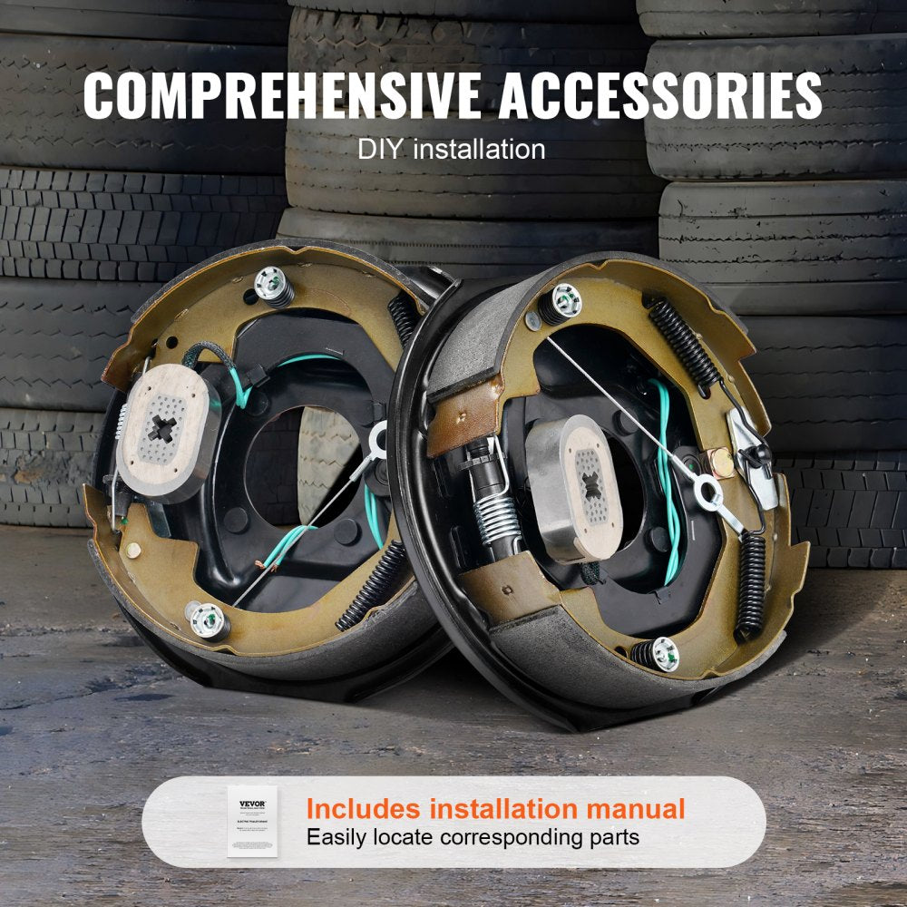 VEVOR Electric Trailer Brake Assembly, 10" x 2-1/4", 1 Pair Self-Adjusting Electric Brakes Kit for 3500 lbs Axle