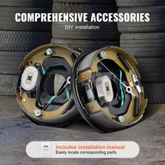VEVOR Electric Trailer Brake Assembly, 10" x 2-1/4", 1 Pair Self-Adjusting Electric Brakes Kit for 3500 lbs Axle