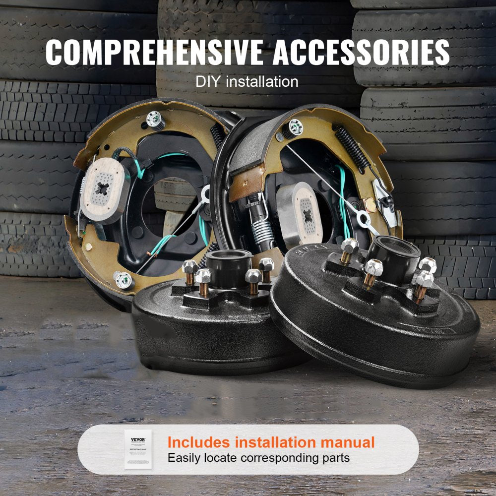 VEVOR Trailer Hub Drum Kits 5 on 4.5" B.C. with 10" x 2-1/4" Electric Brakes, Self-Adjusting Trailer Brake Assembly for