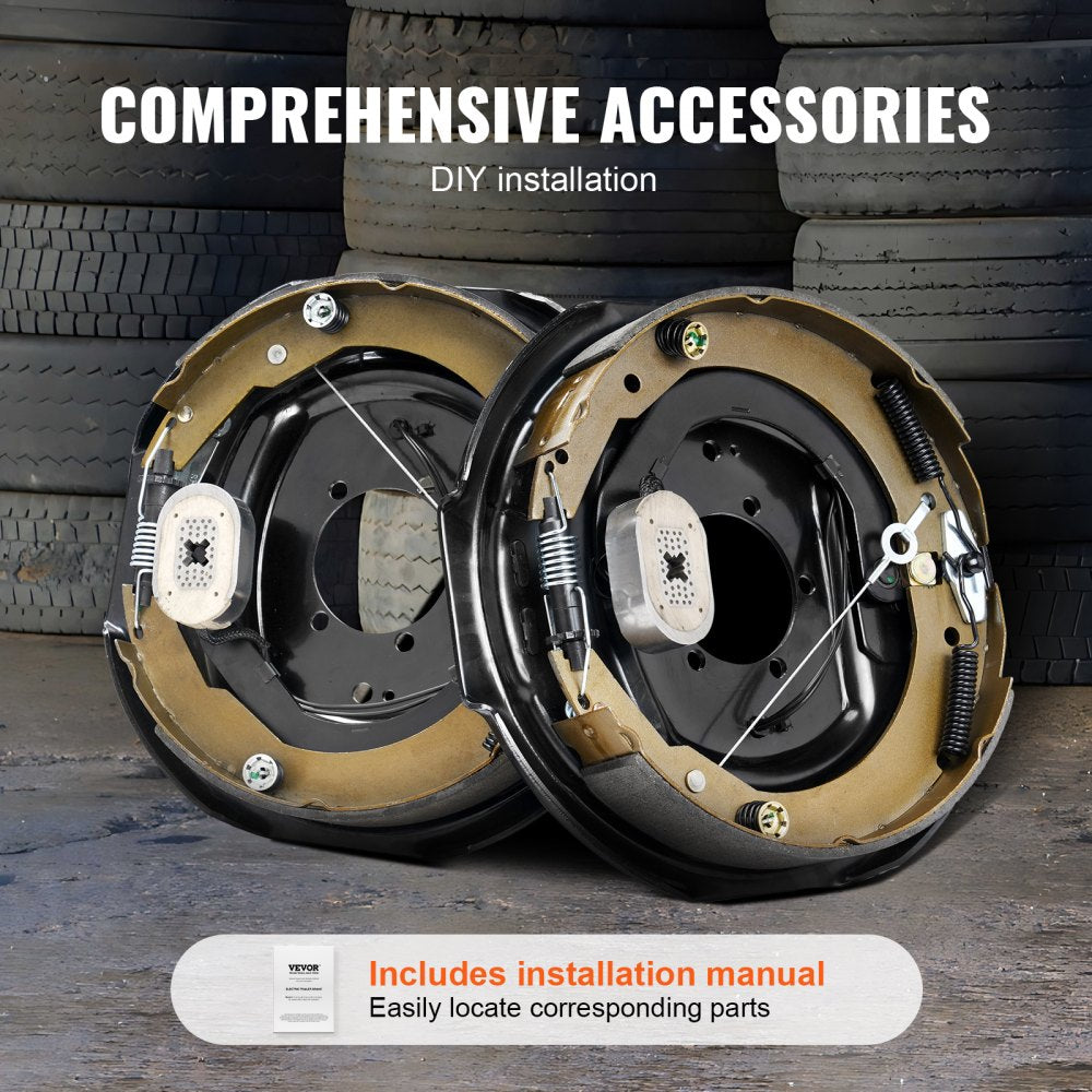 VEVOR Electric Trailer Brake Assembly, 12" x 2", 1 Pair Self-Adjusting Electric Brakes Kit for 7000 lbs Axle, 5-Hole