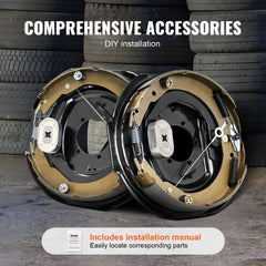 VEVOR Electric Trailer Brake Assembly, 12" x 2", 1 Pair Self-Adjusting Electric Brakes Kit for 7000 lbs Axle, 5-Hole