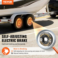 VEVOR Electric Trailer Brake Assembly, 12" x 2", 2 Pairs Self-Adjusting Electric Brakes Kit for 7000 lbs Axle, 5-Hole