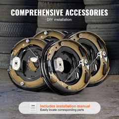VEVOR Electric Trailer Brake Assembly, 12" x 2", 2 Pairs Self-Adjusting Electric Brakes Kit for 7000 lbs Axle, 5-Hole
