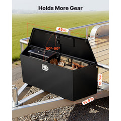 VEVOR Trailer Tongue Box, 49" x 13.9" x 18.5" Steel Trailer Tongue Tool Box, Heavy Duty Storage Organizer with Lock and