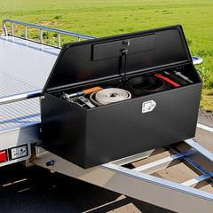 VEVOR Trailer Tongue Box, 49" x 13.9" x 18.5" Steel Trailer Tongue Tool Box, Heavy Duty Storage Organizer with Lock and