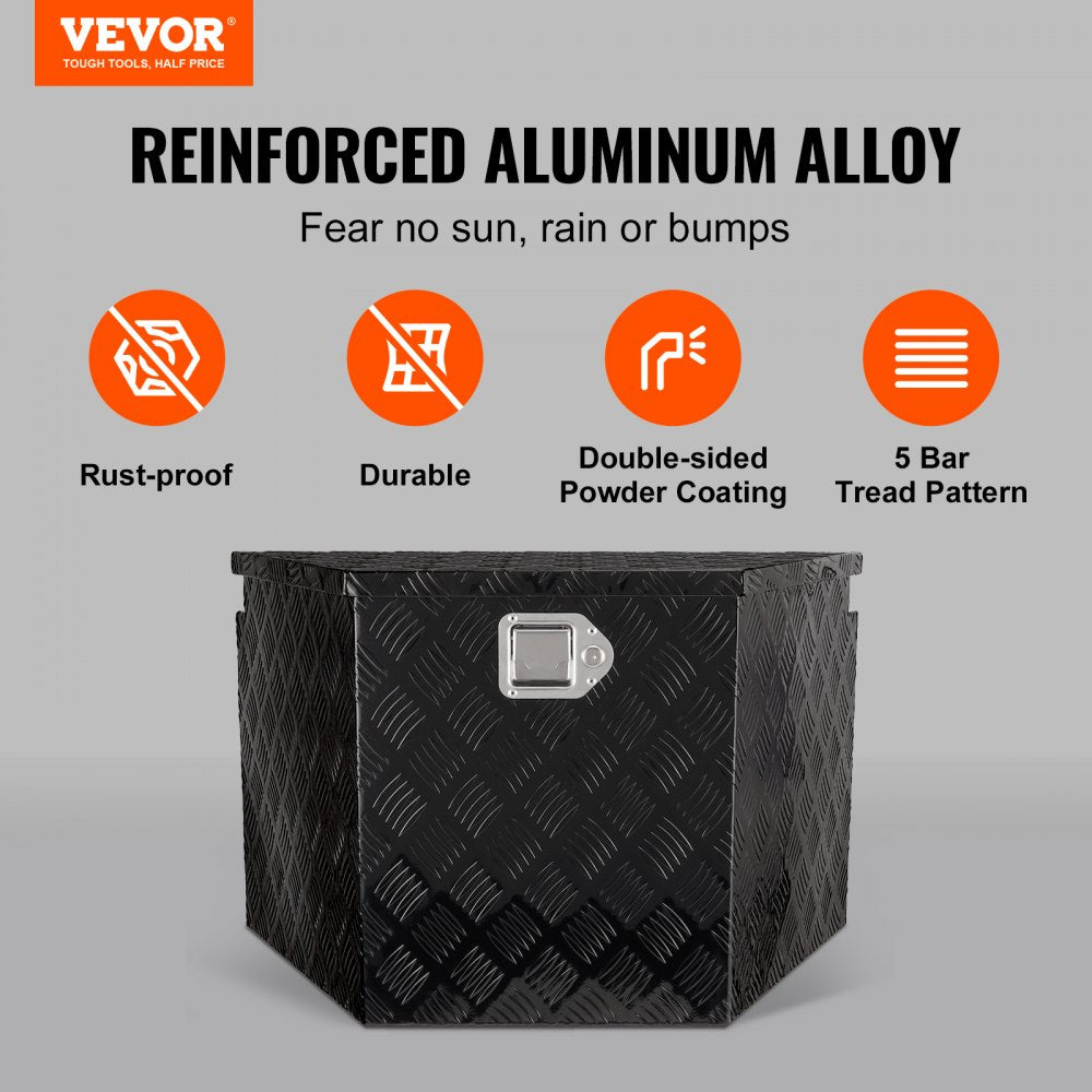 VEVOR Trailer Tongue Box, Aluminum Alloy Diamond Plate Tongue Box Tool Chest, Heavy Duty Trailer Box Storage with Lock