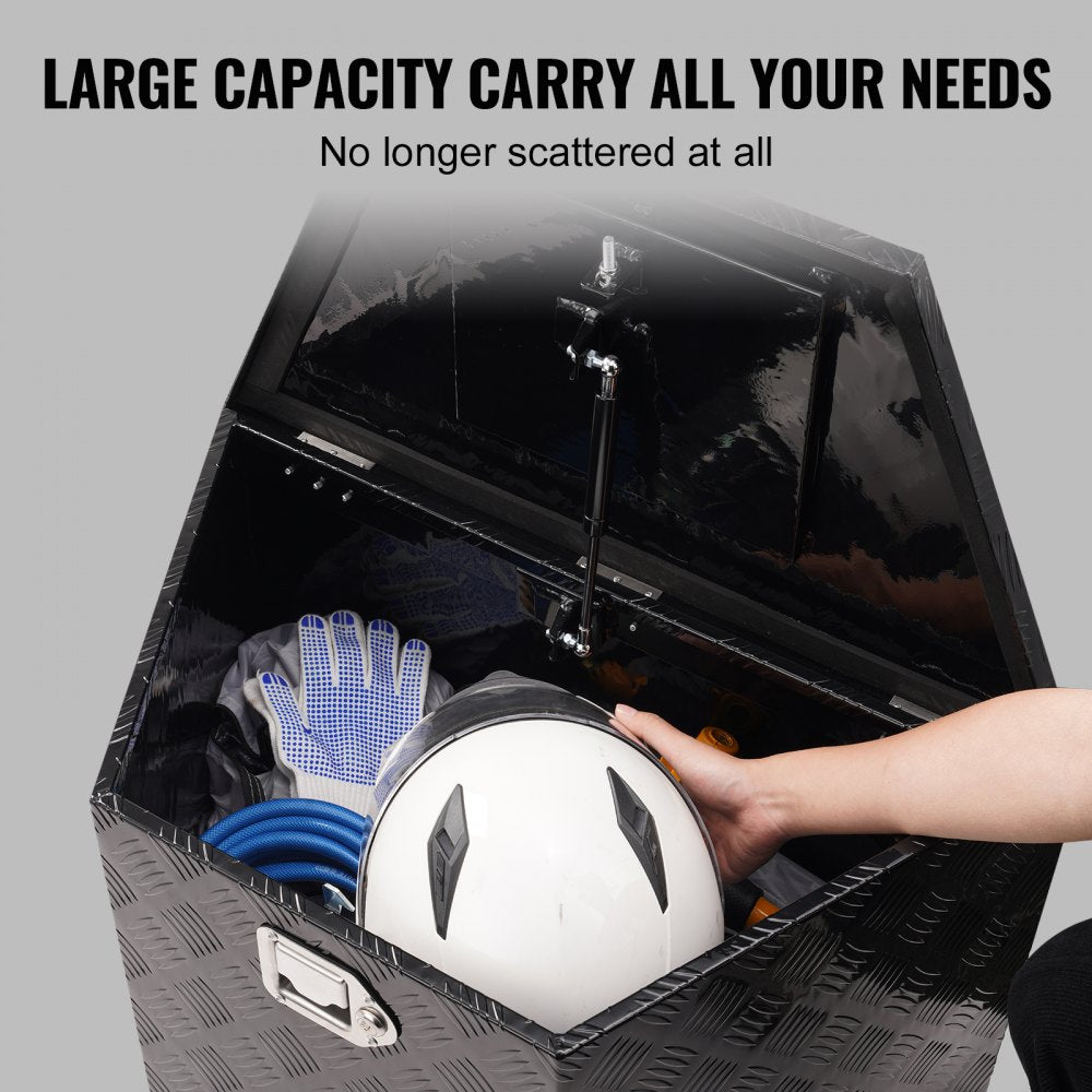 VEVOR Trailer Tongue Box, Aluminum Alloy Diamond Plate Tongue Box Tool Chest, Heavy Duty Trailer Box Storage with Lock