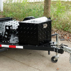 VEVOR Trailer Tongue Box, Aluminum Alloy Diamond Plate Tongue Box Tool Chest, Heavy Duty Trailer Box Storage with Lock