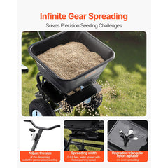 VEVOR Lawn Spreader, 100LBS Capacity, Walk-Behind Push Spreader, 0-9.8ft Spreading Width, 13 in All Terrain Pneumatic