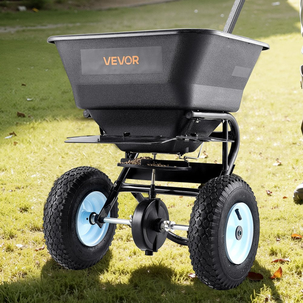 VEVOR Lawn Spreader, 100LBS Capacity, Walk-Behind Push Spreader, 0-9.8ft Spreading Width, 13 in All Terrain Pneumatic