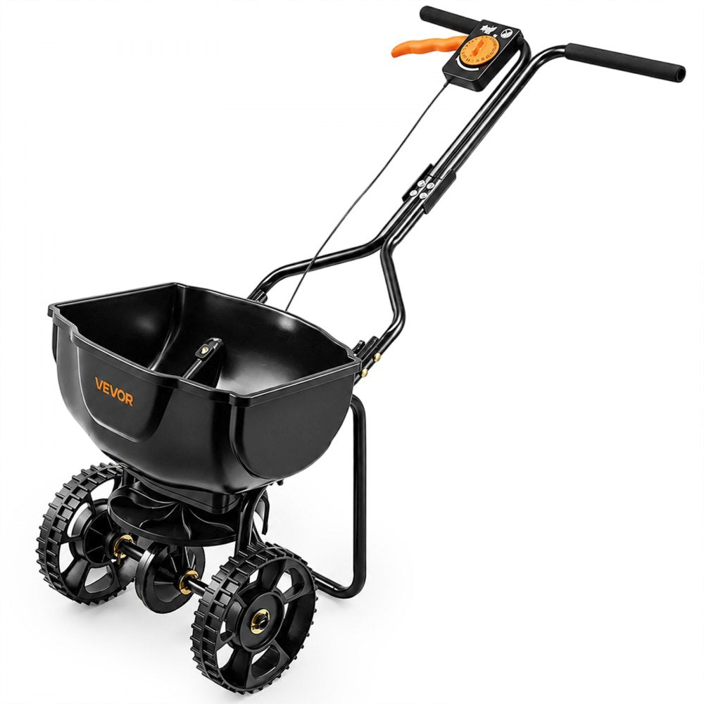 VEVOR Walk-Behind Spreader, 9.8ft Spreading Width, Push Broadcast Spreader with 10" All-Terrain Tires, Adjustable Flow
