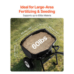 VEVOR Walk Behind Spreader, 60LBS Capacity, Push Spreader with Hopper Grate, 0-9.8 ft Spreading Width, 8 in All Terrain