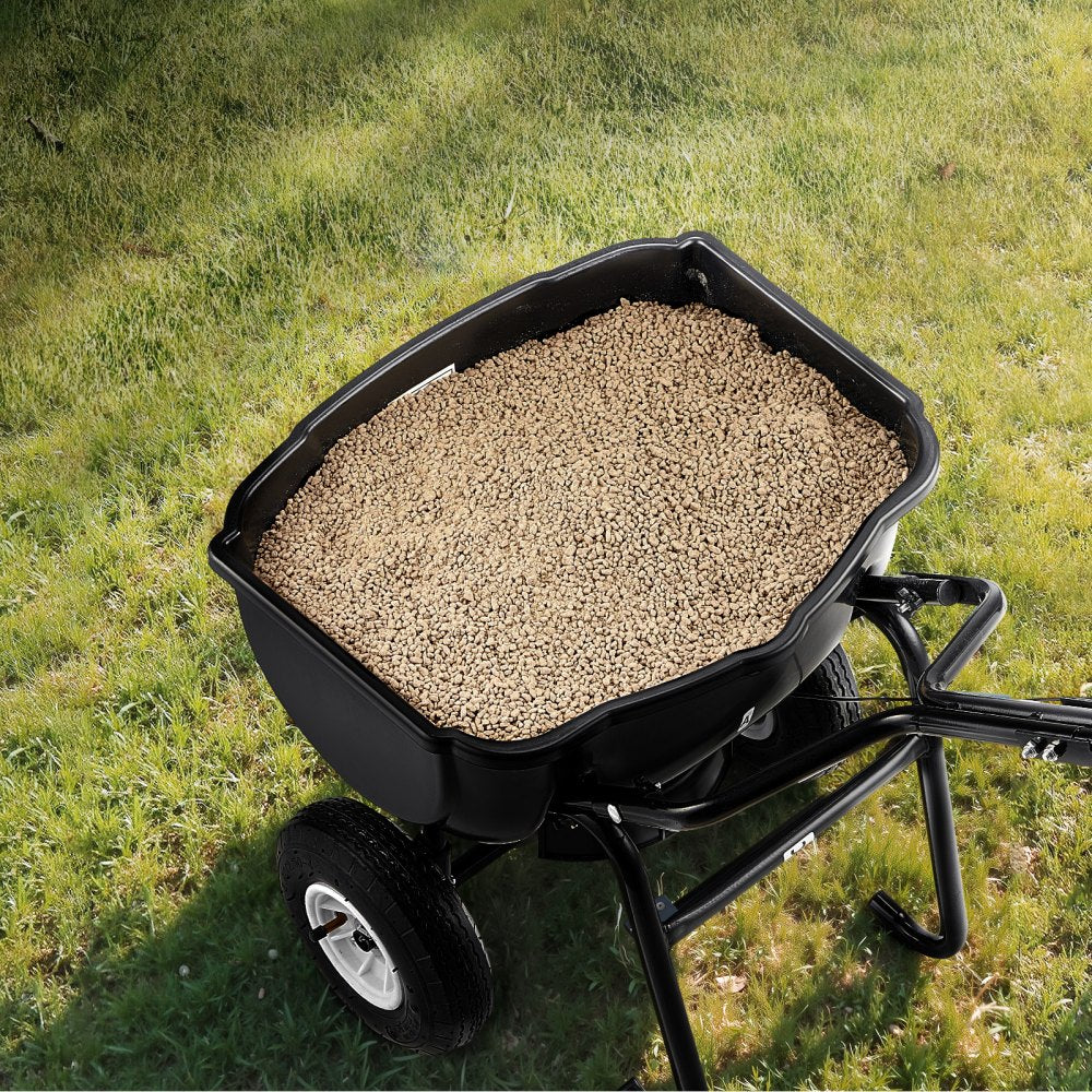 VEVOR Walk Behind Spreader, 60LBS Capacity, Push Spreader with Hopper Grate, 0-9.8 ft Spreading Width, 8 in All Terrain