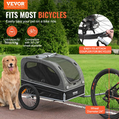 VEVOR Dog Bike Trailer, Supports up to 88 lbs, Pet Cart Bicycle Carrier, Easy Folding Frame with Quick Release Wheels