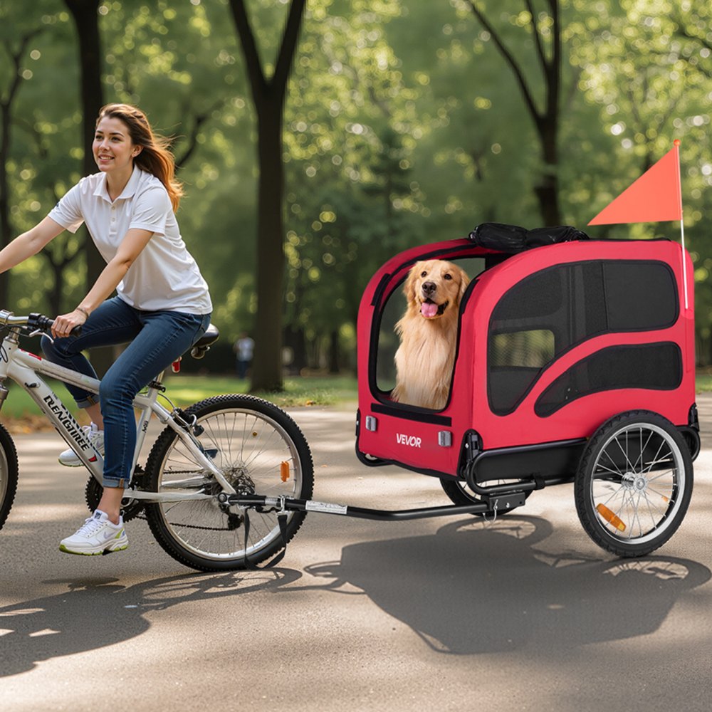VEVOR Dog Bike Trailer, Supports up to 100 lbs, Pet Cart Bicycle Carrier for Small & Large Dogs, Easy Folding Frame