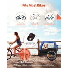 VEVOR Dog Bike Trailer, Supports up to 66 lbs, Pet Cart Bicycle Carrier for Small & Medium Dogs, Easy Folding Frame