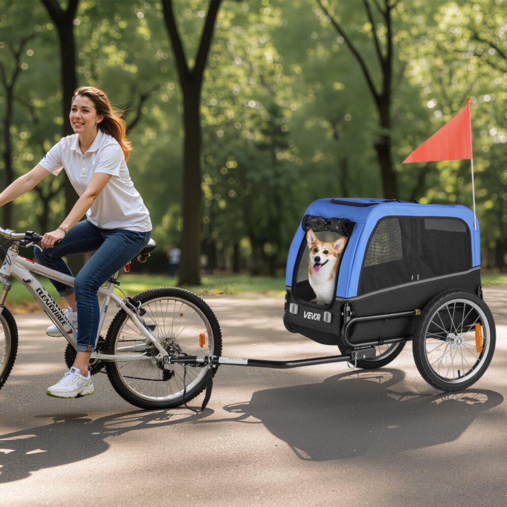 VEVOR Dog Bike Trailer, Supports up to 66 lbs, Pet Cart Bicycle Carrier for Small & Medium Dogs, Easy Folding Frame