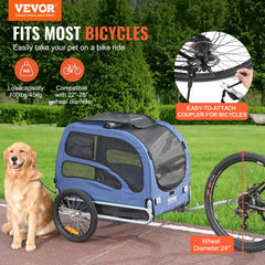 VEVOR Dog Bike Trailer, Supports up to 100 lbs, Pet Cart Bicycle Carrier, Easy Folding Frame with Quick Release Wheels