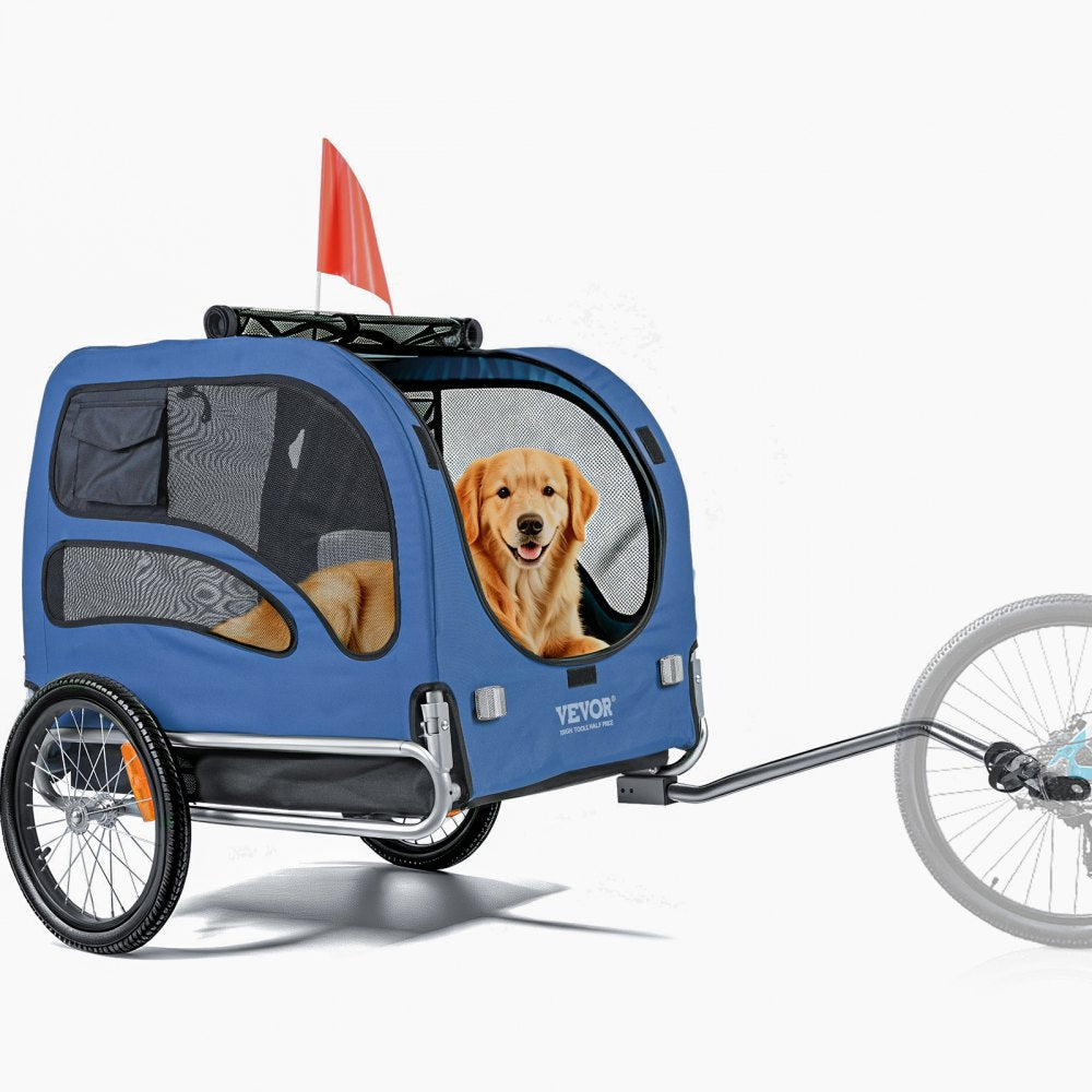 VEVOR Dog Bike Trailer, Supports up to 100 lbs, Pet Cart Bicycle Carrier, Easy Folding Frame with Quick Release Wheels