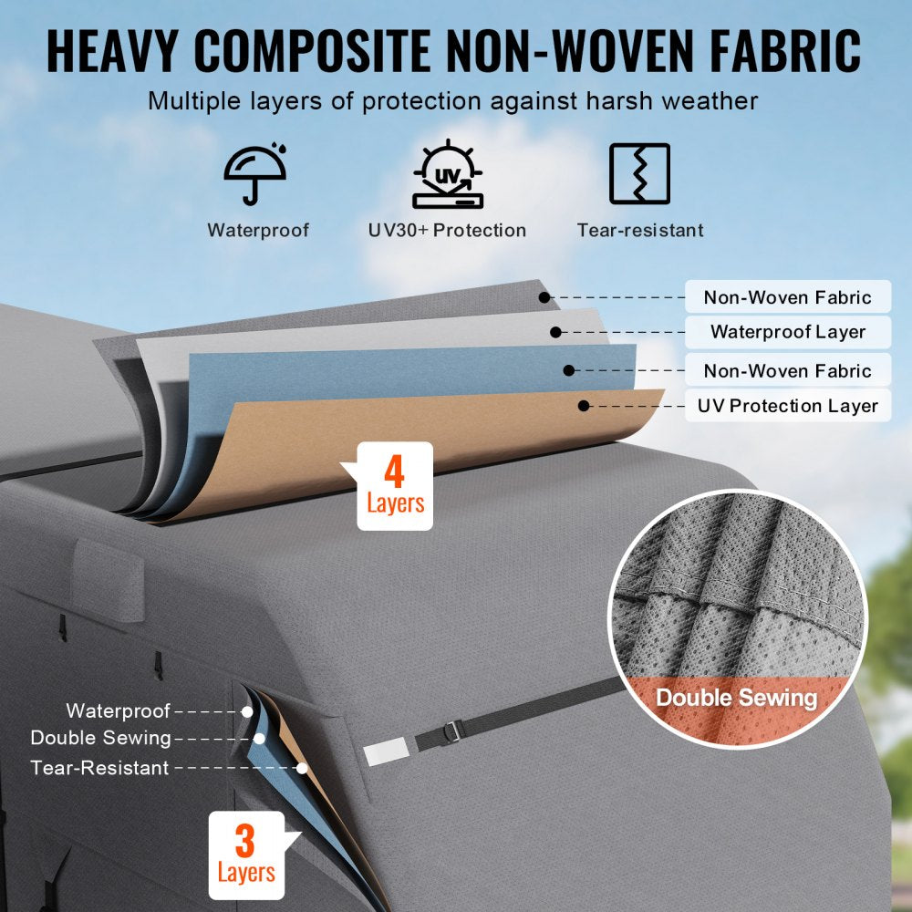 VEVOR Travel Trailer Cover, 20-22 ft RV Cover, 4-Layer Non-Woven Fabric Camper Cover, Waterproof, Windproof and