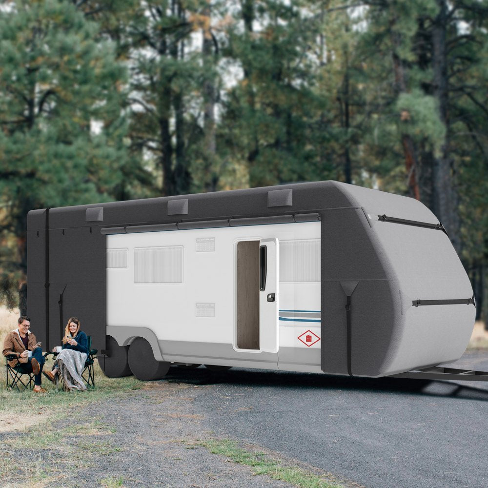 VEVOR Travel Trailer Cover, 20-22 ft RV Cover, 4-Layer Non-Woven Fabric Camper Cover, Waterproof, Windproof and