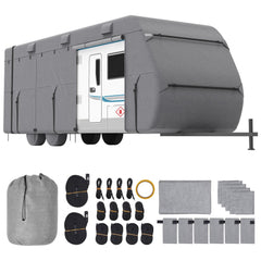 VEVOR Travel Trailer Cover, 20-22 ft RV Cover, 4-Layer Non-Woven Fabric Camper Cover, Waterproof, Windproof and