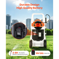 VEVOR Battery-Powered Sprayer with Wheeled Cart, 13.1 Gallons Electric Weed Sprayer, Adjustable 0-80 PSI, Yard Lawn