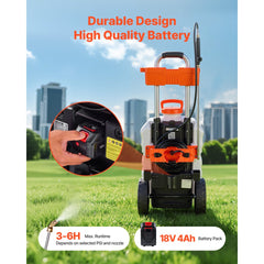 VEVOR Battery-Powered Sprayer with Wheeled Cart, 10 Gallons Electric Weed Sprayer, Adjustable 0-80 PSI, Yard Lawn