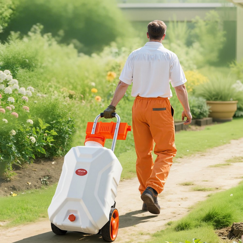 VEVOR Battery-Powered Sprayer with Wheeled Cart, 10 Gallons Electric Weed Sprayer, Adjustable 0-80 PSI, Yard Lawn