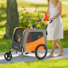 VEVOR Dog Bike Trailer, Supports up to 66 lbs, 2-in-1 Pet Stroller Cart Bicycle Carrier, Easy Folding Cart Frame with