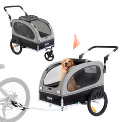 VEVOR Dog Bike Trailer, Supports up to 88 lbs, 2-in-1 Pet Stroller Cart Bicycle Carrier, Easy Folding Cart Frame with