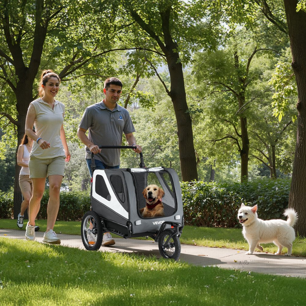 VEVOR Dog Bike Trailer, Supports up to 100 lbs, 2-in-1 Pet Stroller Cart Bicycle Carrier for Small & Large Dogs, Easy