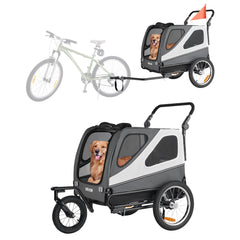 VEVOR Dog Bike Trailer, Supports up to 100 lbs, 2-in-1 Pet Stroller Cart Bicycle Carrier for Small & Large Dogs, Easy
