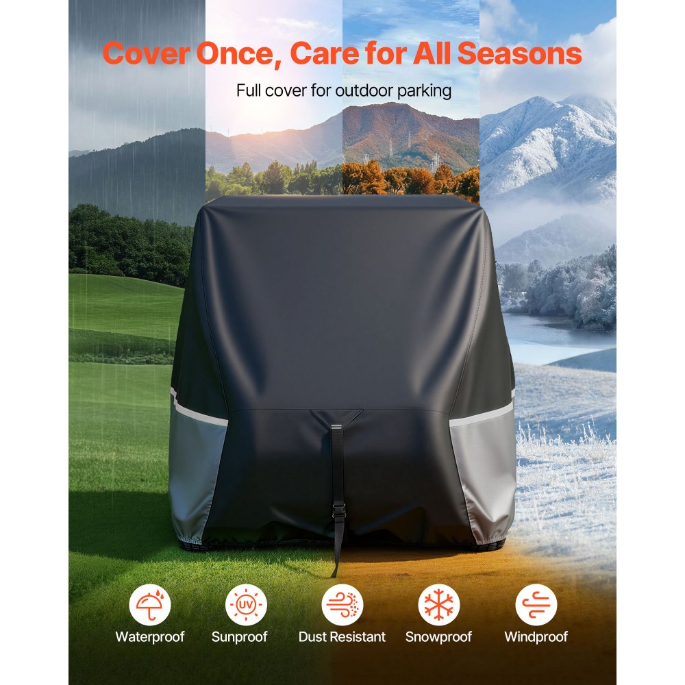 VEVOR Golf Cart Cover, Full Coverage 2+2/4 Passenger Golf Cart, 420D Waterproof Oxford Fabric Club Car Cover Fits Most