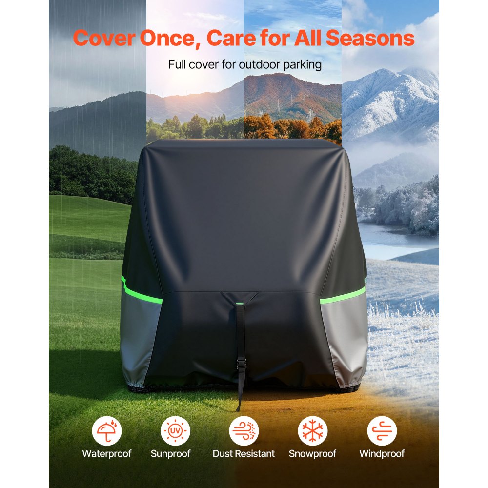VEVOR Golf Cart Cover, Full Coverage 2+2/4 Passenger Golf Cart, 600D Waterproof Oxford Fabric Club Car Cover Fits Most
