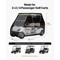 VEVOR Golf Cart Cover, Full Coverage 2+2/4 Passenger Golf Cart, 420D Waterproof Oxford Fabric Club Car Cover Fits Most