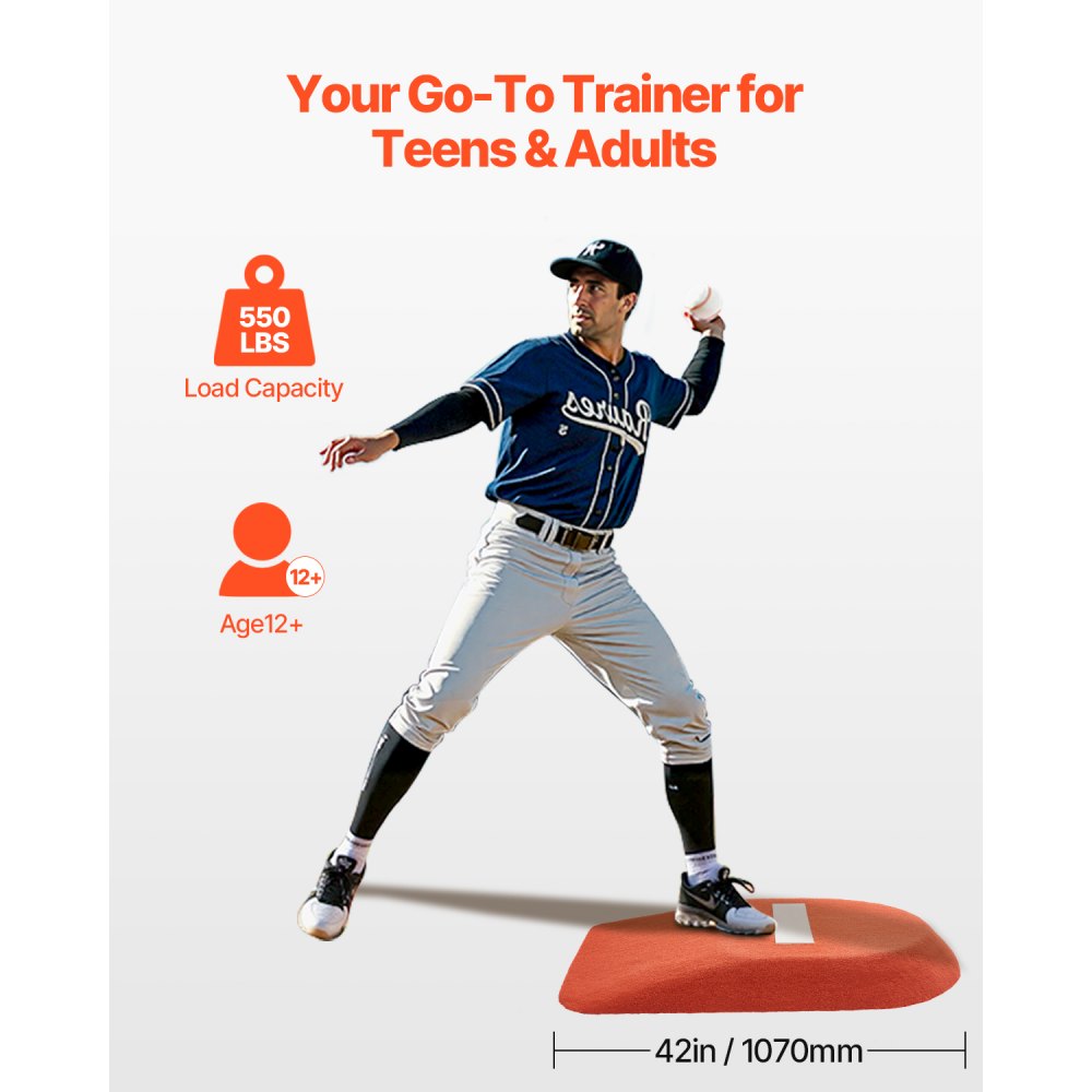 VEVOR Pitching Mound, Portable Baseball Game Mound, 42 in Indoor Outdoor Pitching Practice and Training Equipment