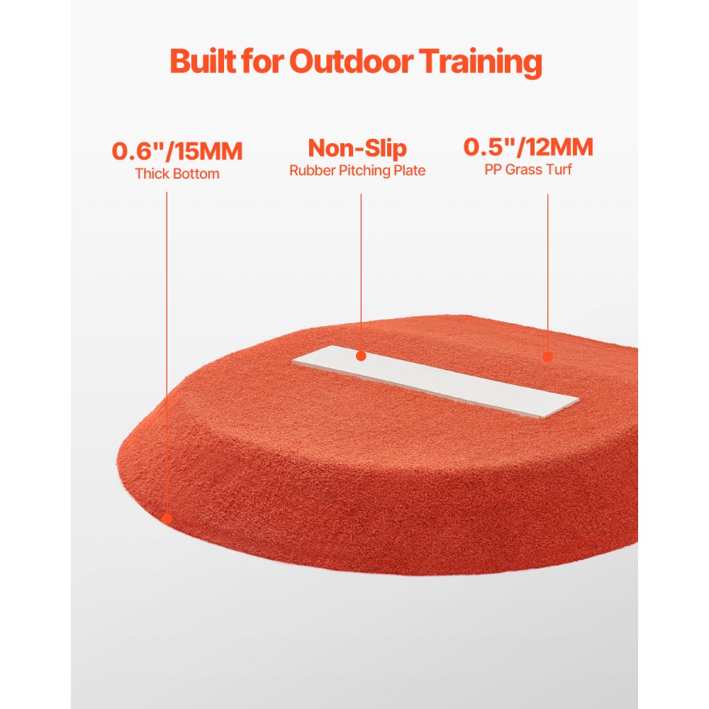 VEVOR Pitching Mound, Portable Baseball Game Mound, 42 in Indoor Outdoor Pitching Practice and Training Equipment